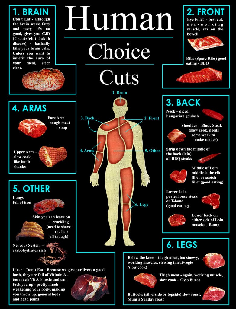 Human Cuts Of Meat Infographic Pleated Jeans