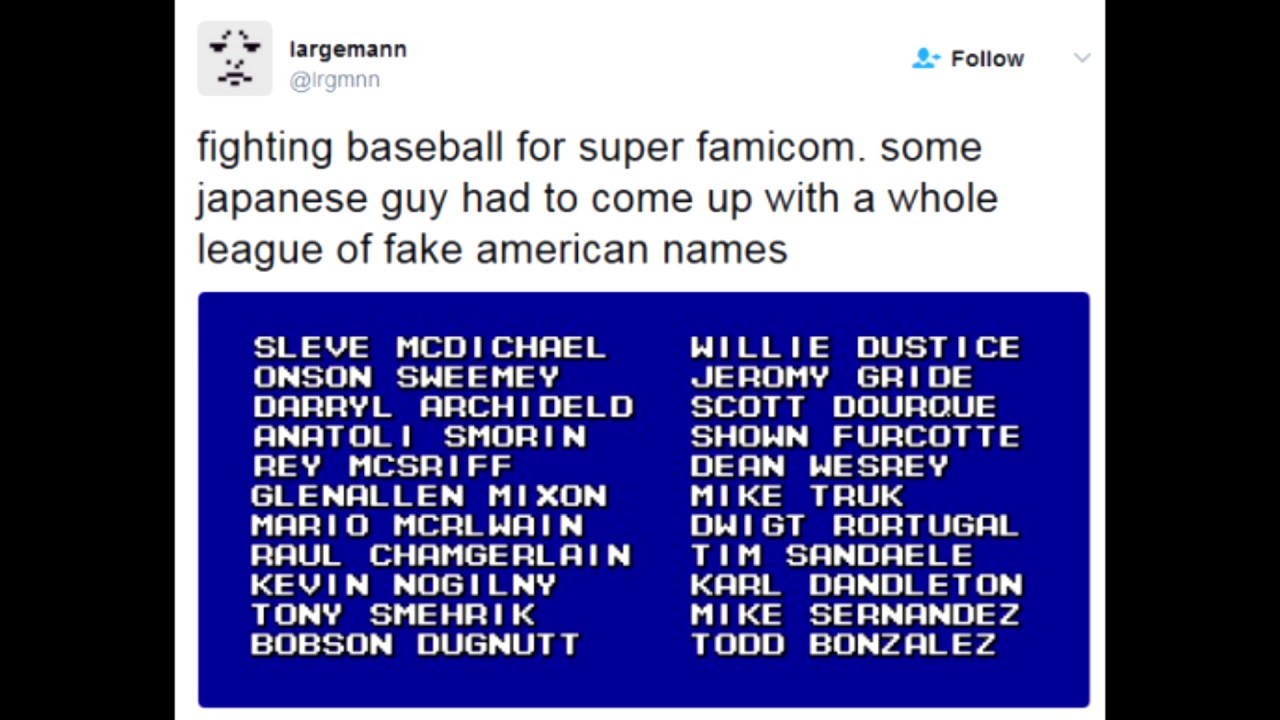 Fake American Names in a Japanese Baseball Game