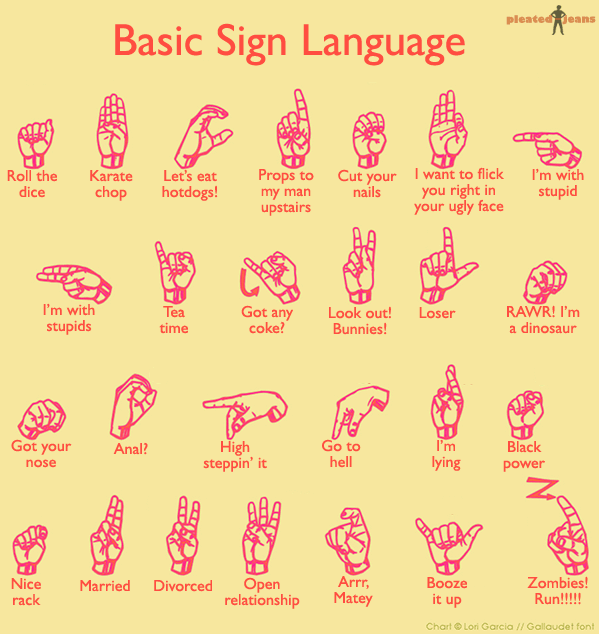 basic sign language chart