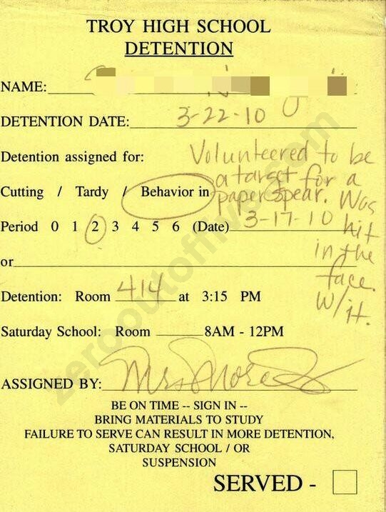 16 Funny Detention Slips