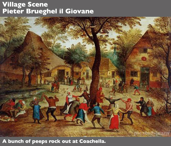 Village Scene Pieter Brueghel Il Giovane Pleated Jeans