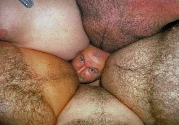 man surrounded by bellies, mans face with bellies, cursed belly image, cringe face in bellies image, cursed face in bellies image