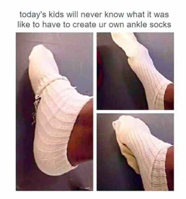 making your socks ankle socks 90s meme