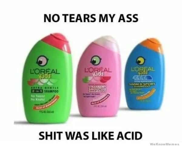 no tears shampoo 90s meme
