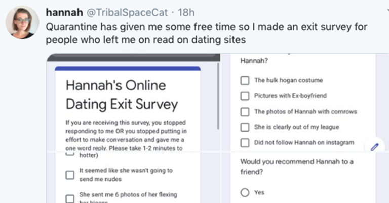 This Comedian Used Her Quarantine Free Time To Make A Hilarious Dating “Exit Survey” (4 Pics)
