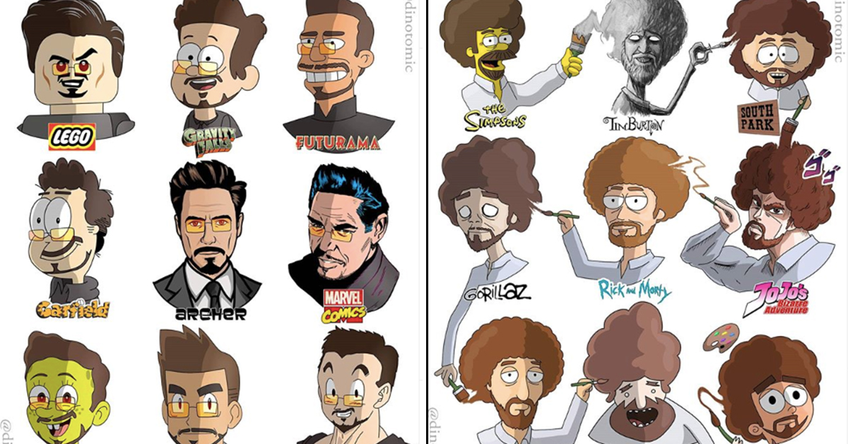 Celebrity Cartoon Drawing In Several Different Animation Styles