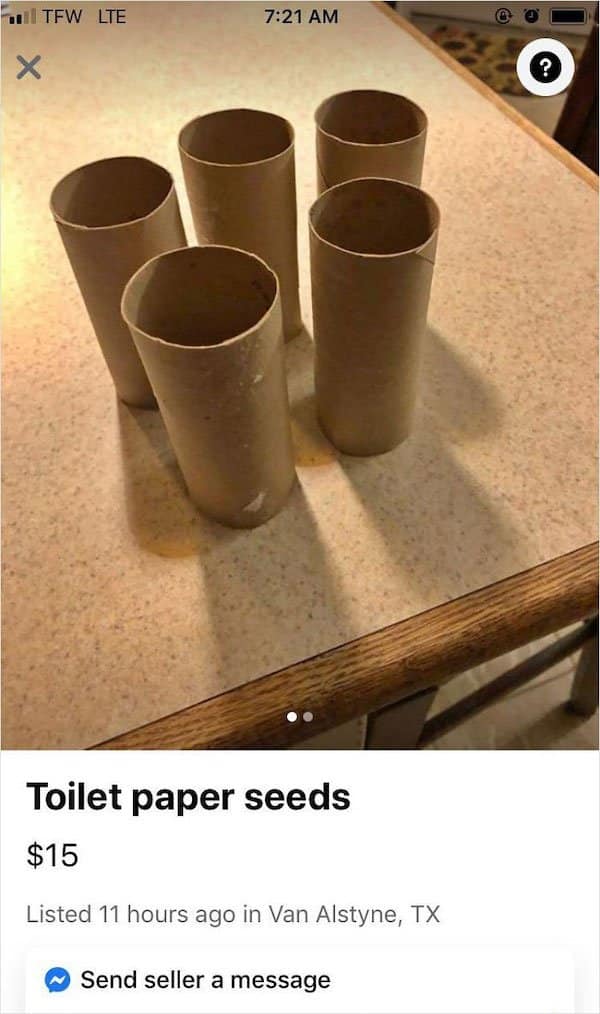 toilet paper seeds, toilet paper seed, toilet paper seeds for sale, funny ad