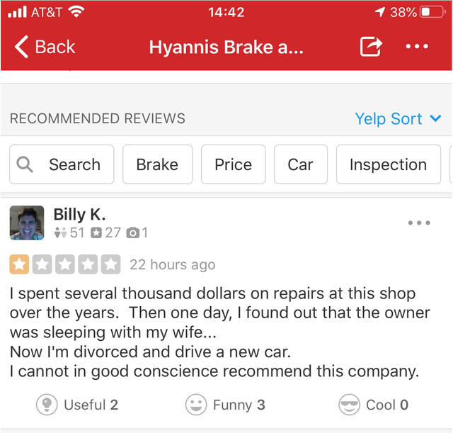 owner cheated with my wife yelp review