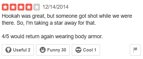 would return wearing body armor yelp review, funny yelp review, funny review post