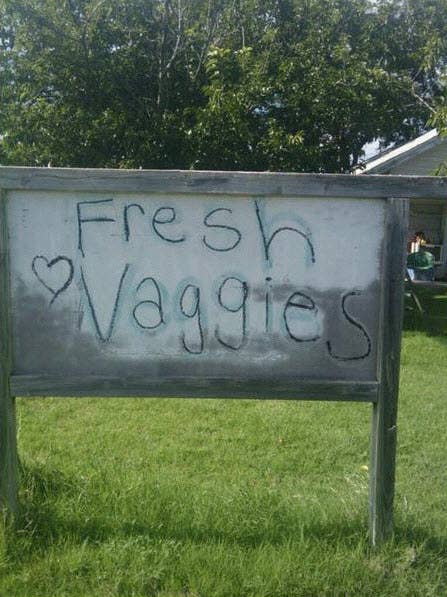 fresh vaggies sign, fresh vaggies dirty sign, dirty sign, funny dirty sign