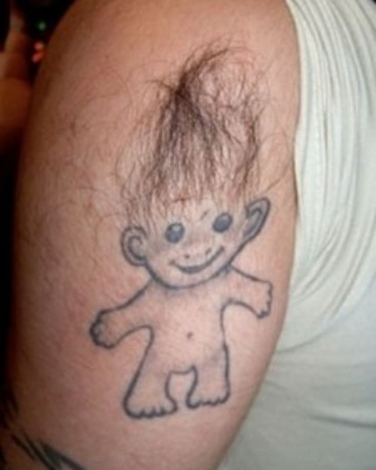 funny troll tattoo, cringey troll tattoo, cringey tattoo