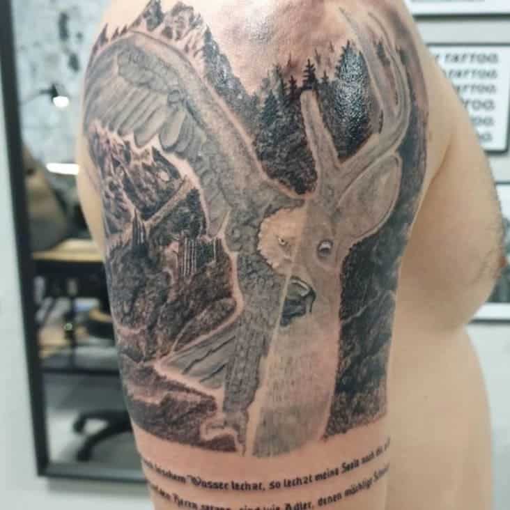 deer eagle tattoo, eagle deer tattoo