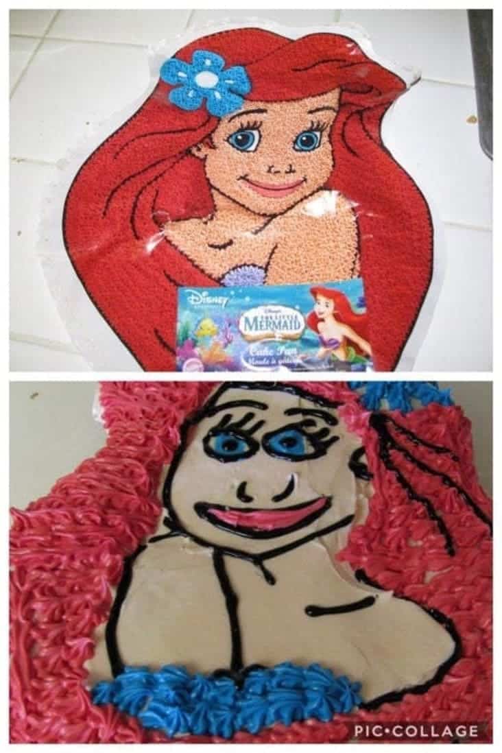 ariel cake fail, little mermaid cake fail