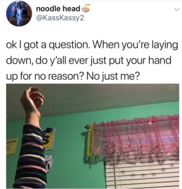 randomly stick hands up in air meme