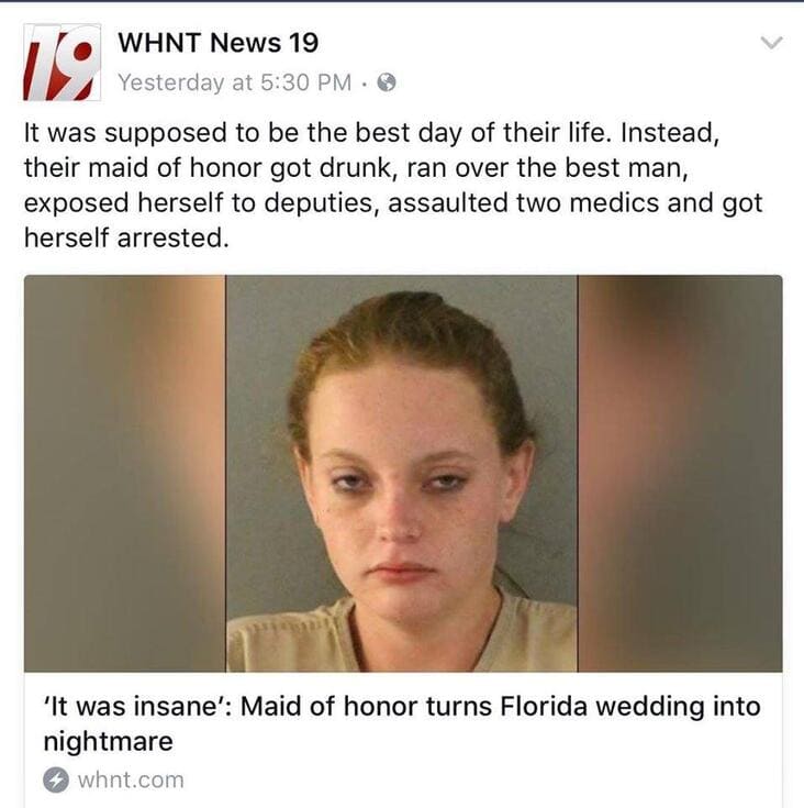 florida maid of honor fail, maid of honor fail