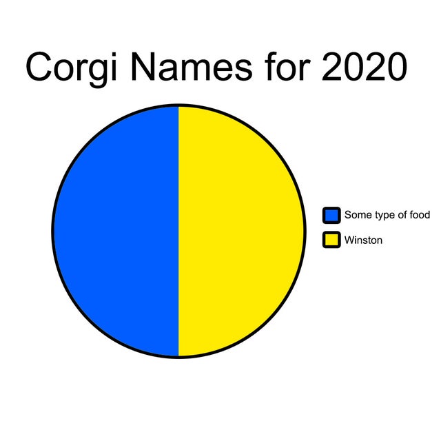 corgi names graph, corgi names pie chart