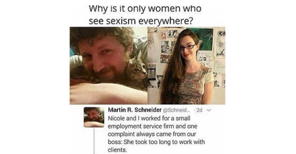 boss learns lesson about workplace sexism, boss learns lesson about sexism, boss uses female name to show sexism, boss shows sexism by using female name, man learns lesson about workplace sexism, man learns lesson about sexism, example of workplace sexism, supervisor learns lesson about sexism, supervisor learns lesson about workplace sexism