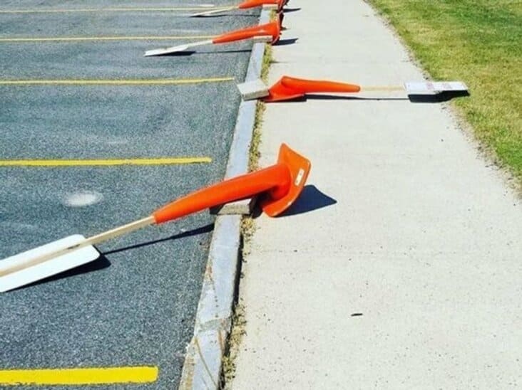 heat warped traffic cones