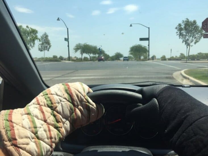 driving with oven mitts