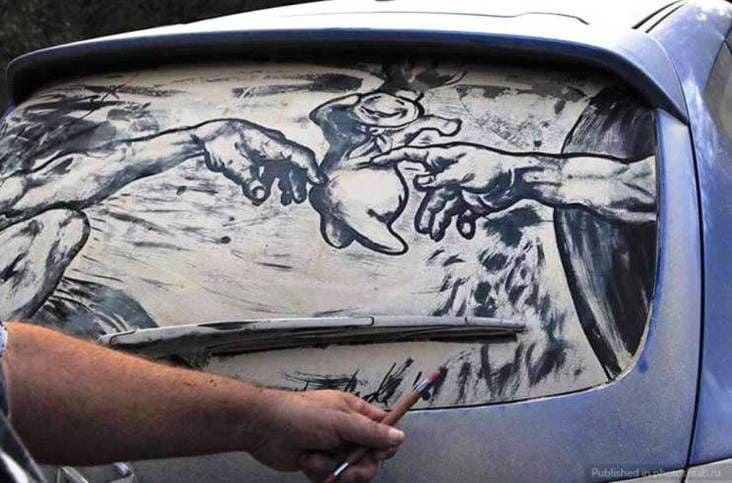 funny dirty window art, funny dirty car art