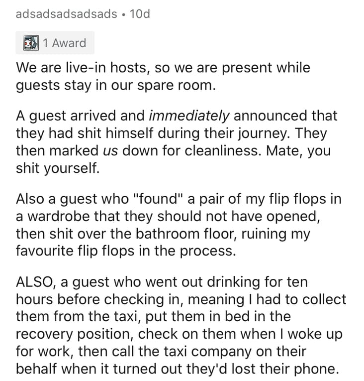 airbnb disaster stories reddit