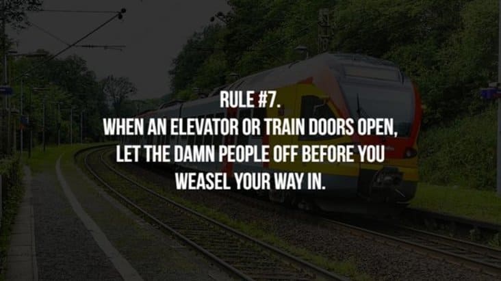 elevator etiquette, train door etiquette