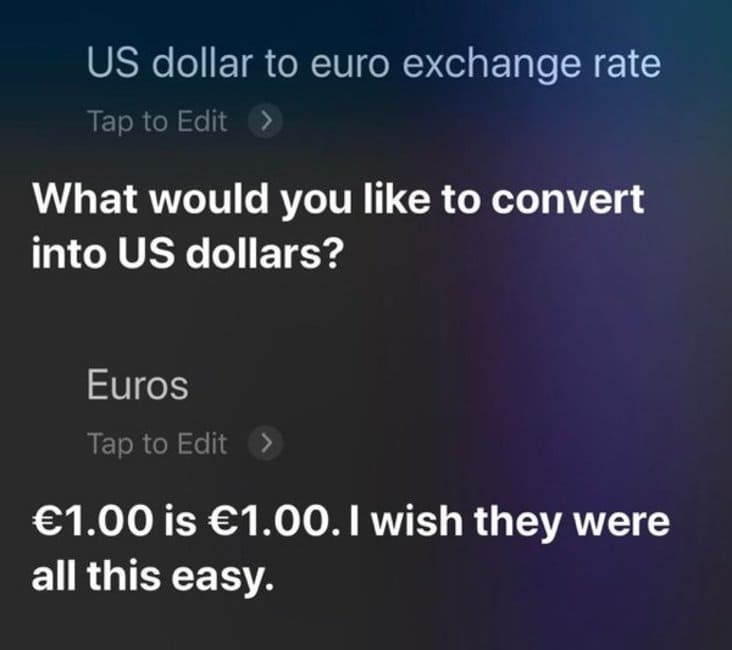 siri exchange rate fail