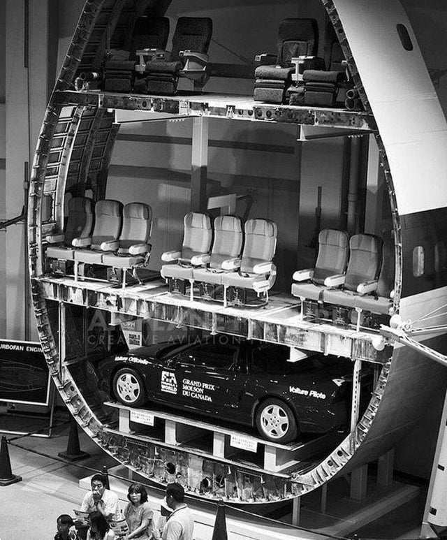 cross section of 747, 747 cut in half