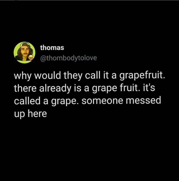 funny grapefruit tweet, funny grape tweet, funny tweet about grapefruit