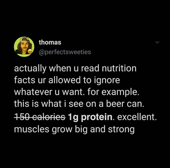 funny nutrition facts joke, nutrition facts tweet, funny nutrition facts tweet, nutrition facts joke