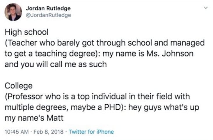 The Difference Between College Professors And High School Teachers 27 Tweets
