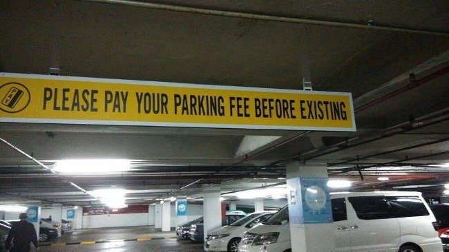 please pay parking before existing you had one job fail