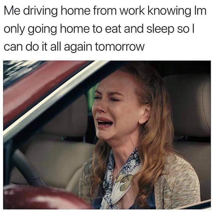 Work meme about commuting with Nicole Kidman crying