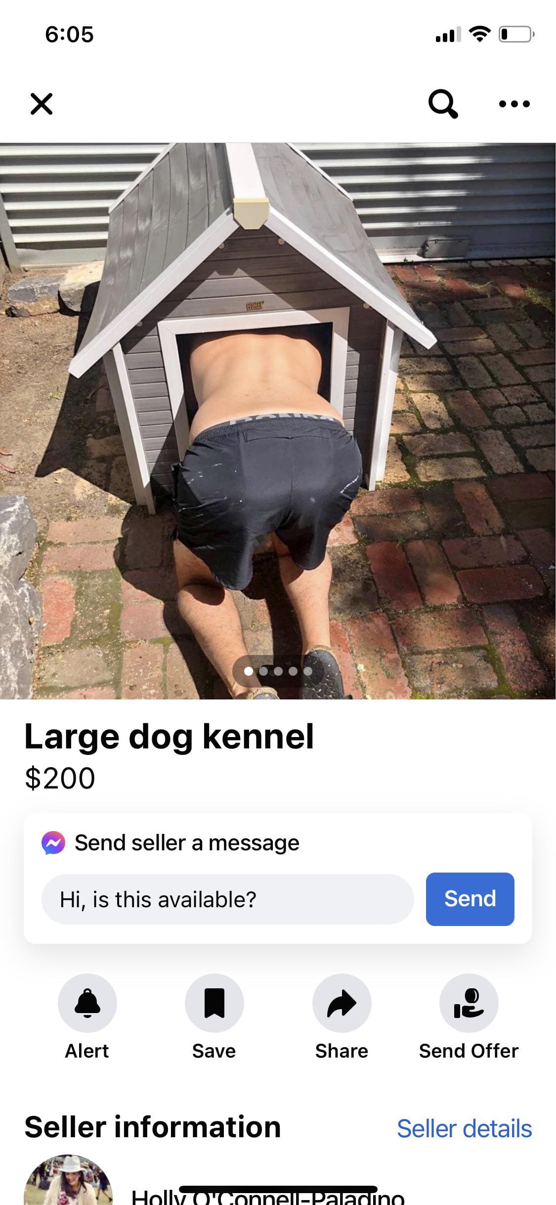 funny facebook post - selling dog kennel