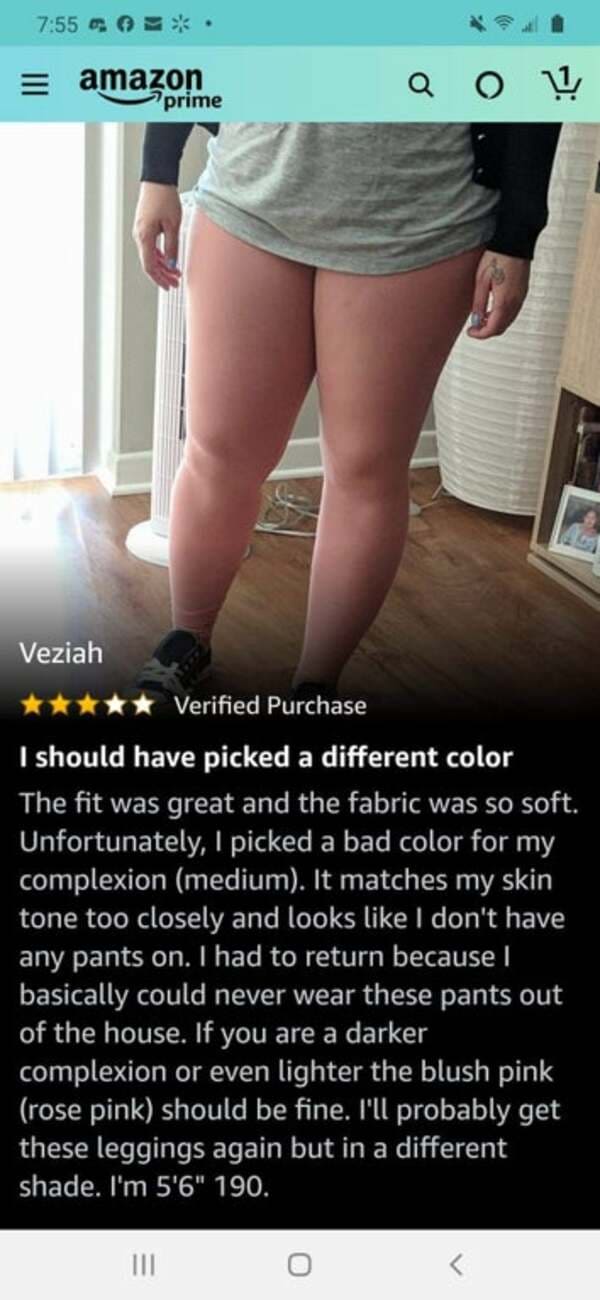funny amazon reviews - skin-colored leggings