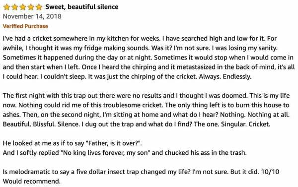 funny amazon reviews - insect trap
