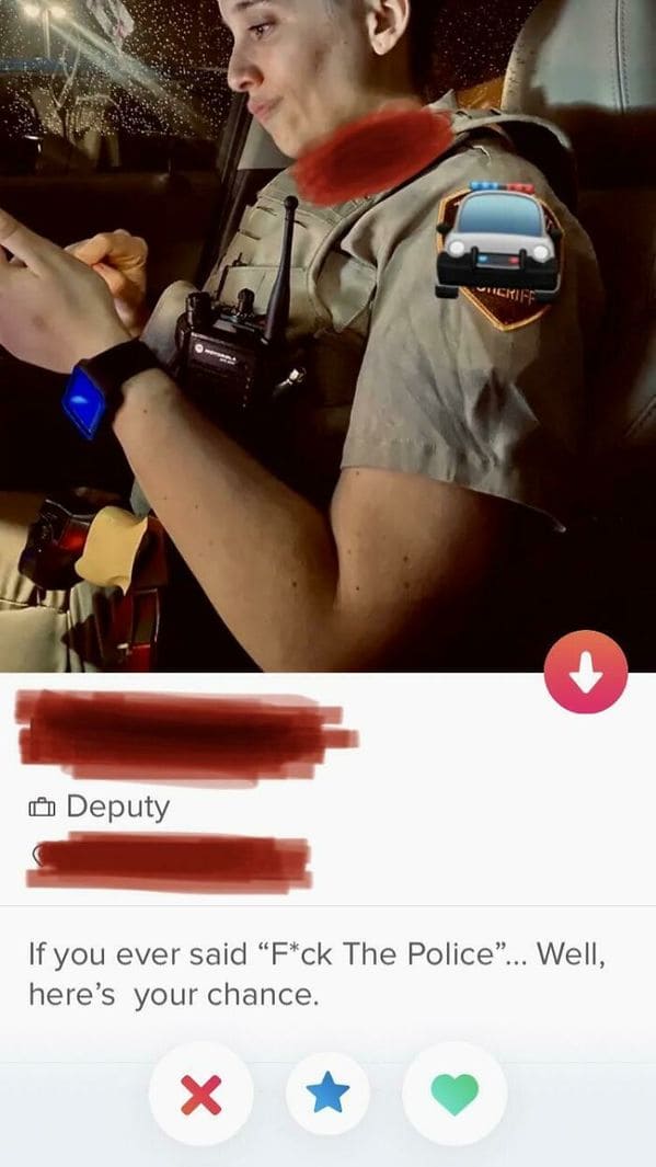 funny tinder bios - f*ck the police