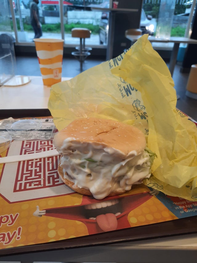 "Ordered extra mayo at McDonald's, they give me a McCumshot"
