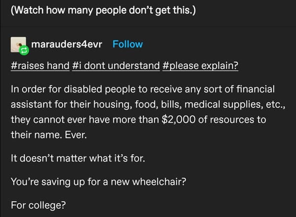 Educational Tumblr Thread Attempts To Explain The Financial Challenges Disabled Americans Face - Jarastyle