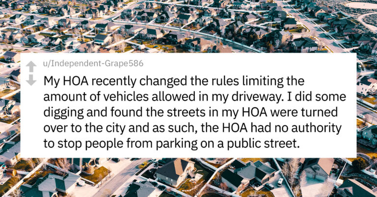 Homeowner Maliciously Complies After HOA Limits How Many Cars Allowed In Driveway