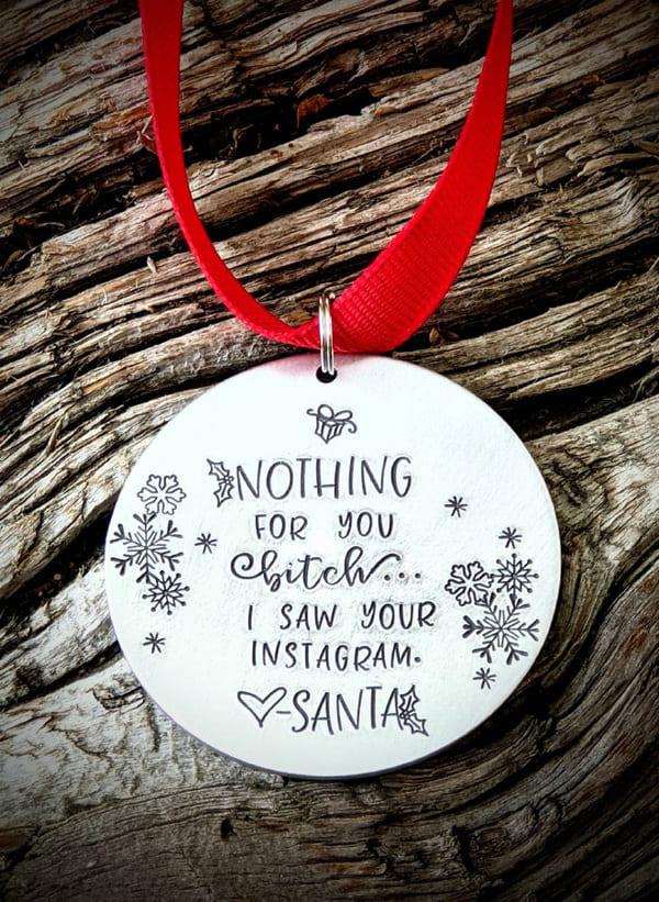 santa saw your instagram christmas tree ornament etsy