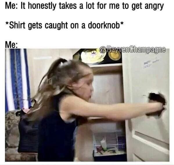 angry memes - woman punching door