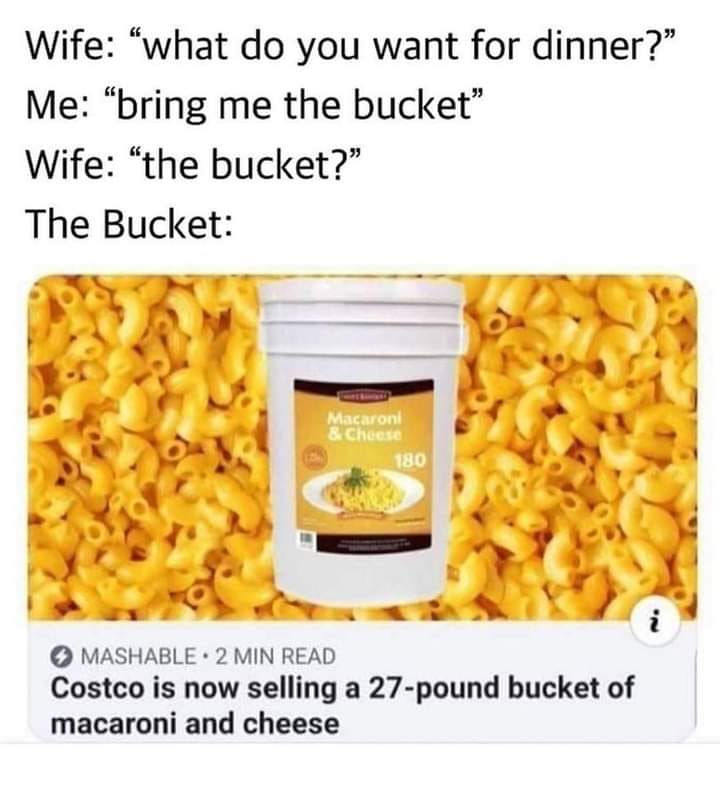costco macaroni and cheese bucket