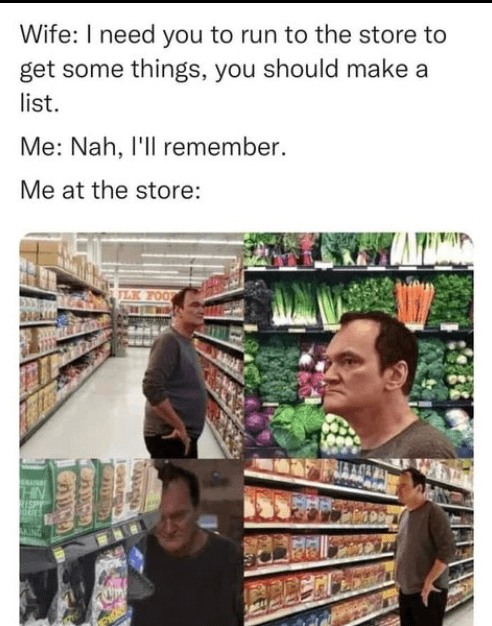 marraige meme - quentin tarantino at grocery store