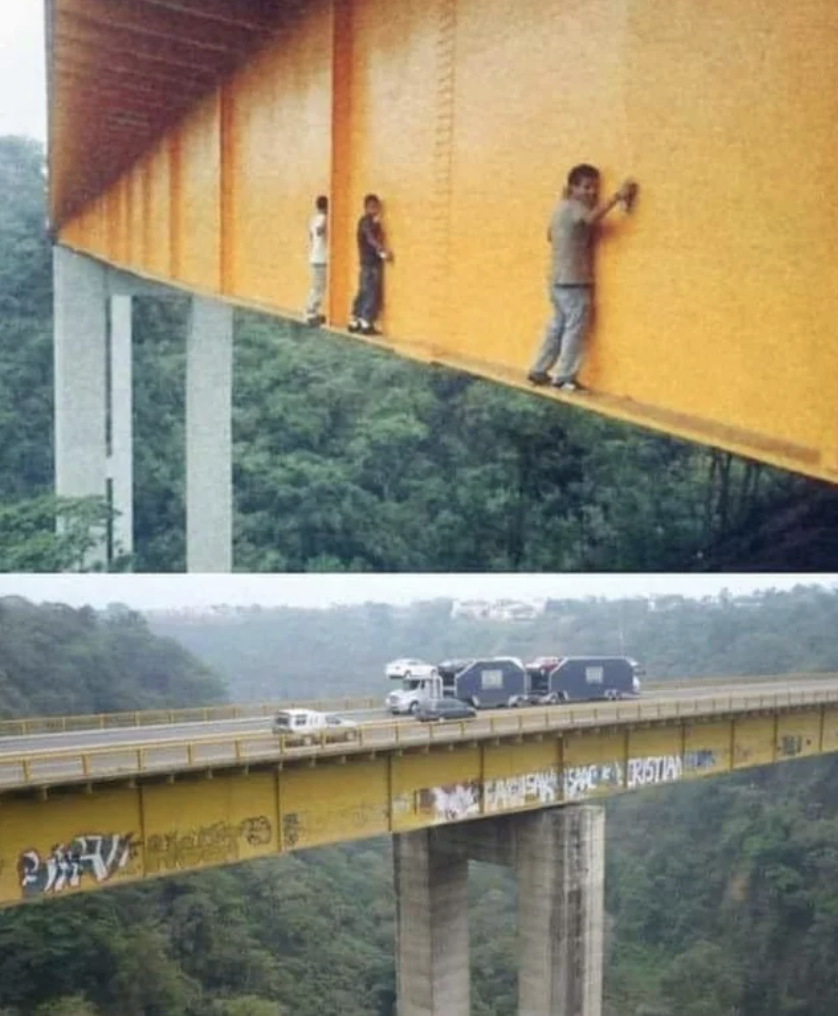 interesting posts - graffiti artists tagging a bridge in Mexico 