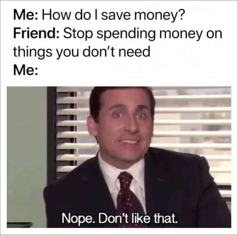 money meme - spending michael scott
