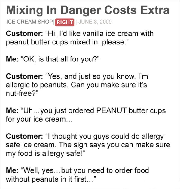 customer service horror stories - mixing in danger costs extra