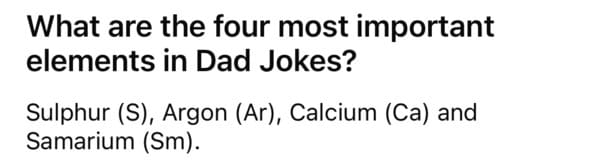 dad joke - four most important elements in dad jokes