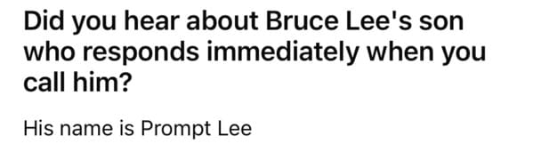 dad joke - bruce lees son who responds immediately when you call him