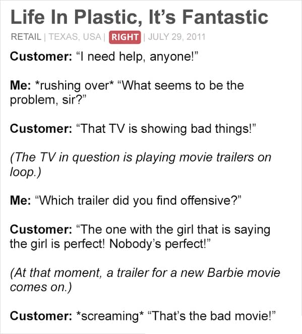 customer service horror stories - life in plastic is fantastic
